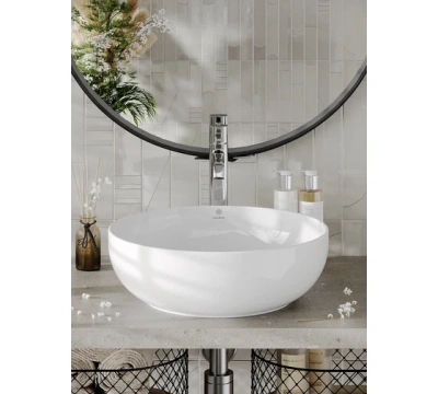 раковина накладная керамическая orange b07-420w белая глянцевая