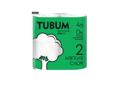 бумага туалетная tubum 2-слойная,4 шт 1/16