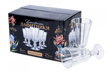 подарочный набор из 6 рюмок-лафитников "лафитек" 25 мл "подарочные темные"
