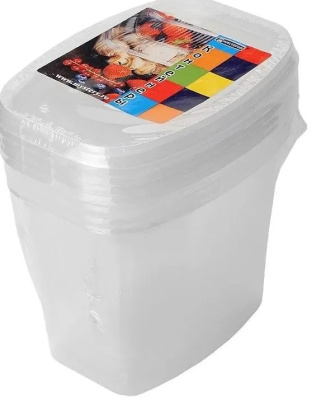 набор контейнеров рр 1000мл прямоуг. дно +<br/>крышка 5шт (139*102*111) 1/10