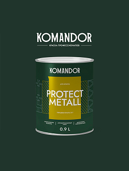 грунт-эмаль по ржавчине 3 в 1 "protect metall" глянцевая черная ral 9005 0,9 л (1/6) "komandor"