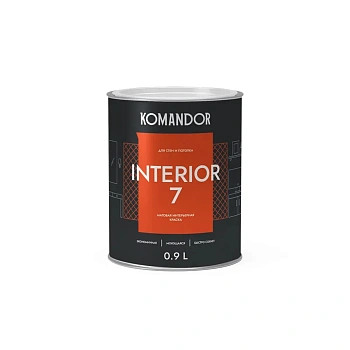 краска "interior 7" для стен и потолков база а 0,9 л (1/6) "komandor"