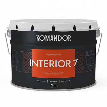 краска "interior 7" для стен и потолков база а 9 л (1) "komandor"