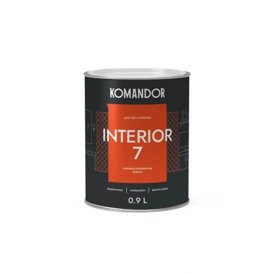 краска "interior 7" для стен и потолков база с 0,9 л (1/6) "komandor"