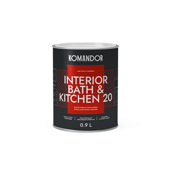 краска "interior bath&kitchen 20" влагостойкая база а 0,9 л (1/6) "komandor"