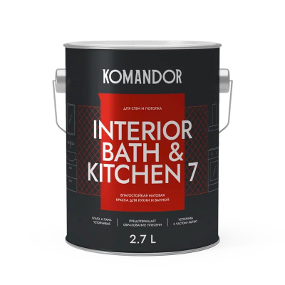 краска "interior bath&kitchen 20" влагостойкая база а 2,7 л (1) "komandor"