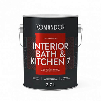 краска "interior bath&kitchen 7" влагостойкая база с 2,7 л (1) "komandor" распродажа