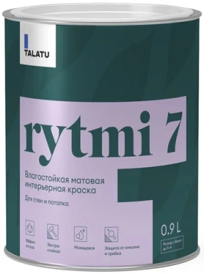 краска "rytmi 7" для стен и потолков влагостойкая база с 0,9 л (1/6) "talatu" распродажа