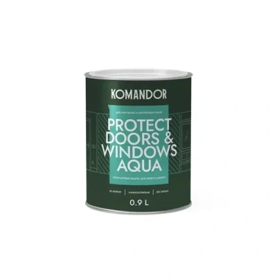 эмаль "protect doors&windows aqua" для окон и дверей база с 0,9 л (1/6) "komandor"