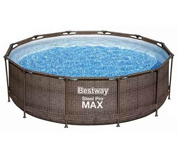 уценка каркасный бассейн steel pro max 366х100см "ротанг" 9150л, фил.-насос картридж 2006л/ч, лестница, уп.1 56709 bw, bestway,