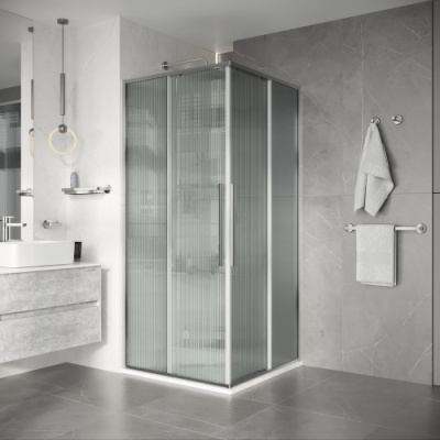 душевое ограждение niagara nova ng-4623-34 (90х90х195) квадрат, раздвижная, хром, стекло рифленое