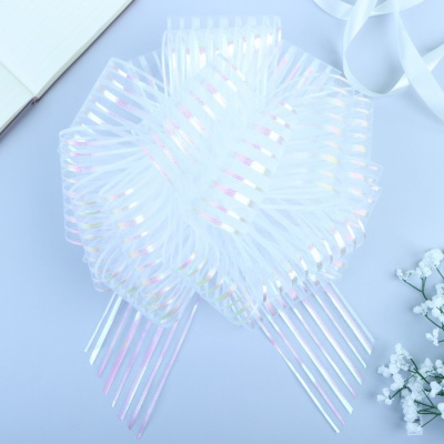 бант-шар №10 "полоски", цвет белый