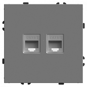 розетка компьютерная 2-местная rj-45 (механизм), серия эмили, rst00-5111-10, платиново-серый, soft touch