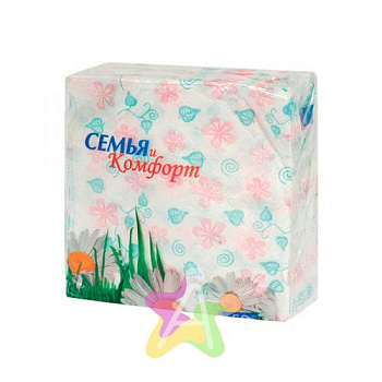 салфетки бум. 1 сл. семья и комфорт 50 шт 24х24 см ассорти