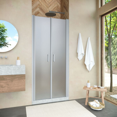 дверь в душевой проем е2р novo 90 07 10 профиль матовый хром стекло сатин