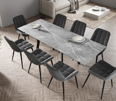 стол герцог, раздвижной, керамика серый, 1400(2000)х800х740