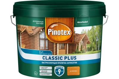 пропитка-антисептик pinotex classic plus быстросохнущая 3 в 1, лиственница (9л)