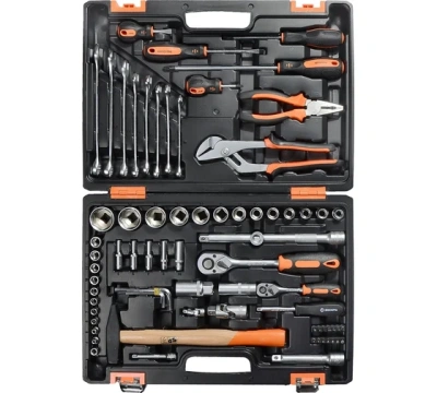 набор инструментов, 1/2" , 1/4" , crv, в кейсе 76 предм вихрь