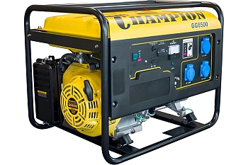 генератор бензо champion gg6500 (12v, 5/5,5квт, ohv, 390куб.см, 13л.с., 25л, 2,5л/ч, 85кг)