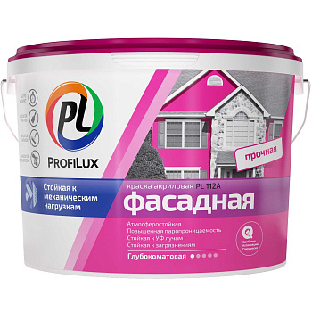 краска "profilux" вд pl-112а фасад. влагостойкая белая (розовая эт.) 14кг.