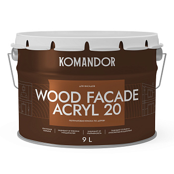 краска по дереву "wood facade acryl 20" база с 9 л (1) "komandor"