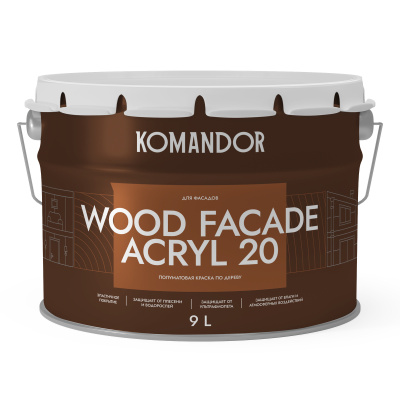 краска по дереву "wood facade acryl 20" база с 9 л (1) "komandor"