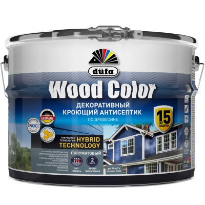 антисептик "dufa" кроющий wood color серый шёлк 9л