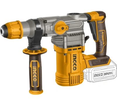 перфоратор аккумуляторный бесщеточный sds-plus ingco crhli202882, 20в, li-ion 2х4ач, 4,5дж