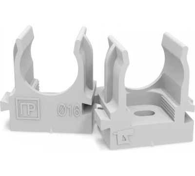 крепеж-клипса для трубы 16 мм для прямого монтажа (100 шт/уп) серая