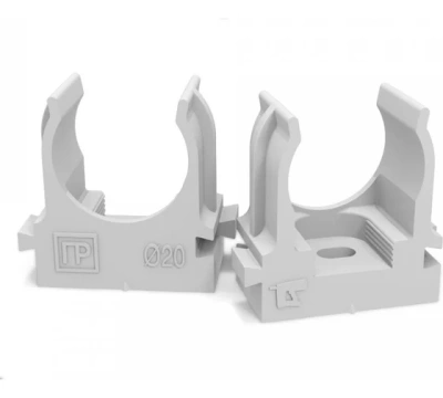 крепеж-клипса для трубы 20 мм для прямого монтажа (100 шт/уп) серая