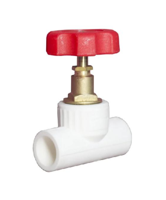 вентиль эконом 20 мм полипропилен ручка барашек красная