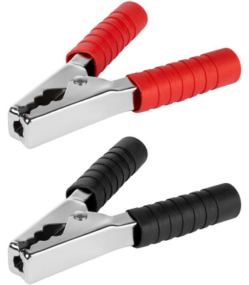 зажим "крокодил" зк 250а 150мм в изоляции красный/черный (1шт+1шт)