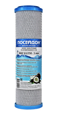 картридж (карбон-блок) с активированым кокосовым углем sl10" (эфау 63/250) 8000л. посейдон