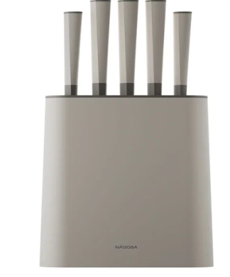 набор из 5 кухонных ножей в универсальном блоке, nadoba, серия ivory