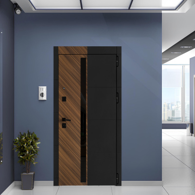 дверь дк модерн 275 960х2050 "пр" чёрн кварц / шпон орех натур la'cobel noir с фурн. и цил.