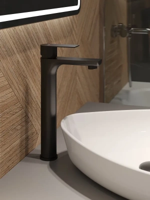 смеситель для накладной раковины alfi al02-12144 однорычажный цает черный