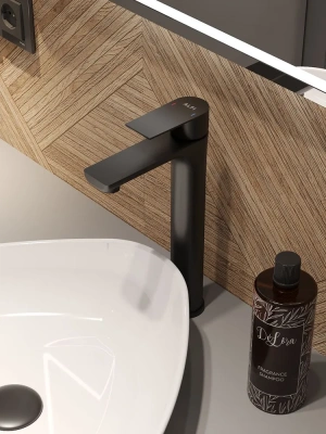 смеситель для накладной раковины alfi al02-12144 однорычажный цает черный