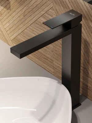 смеситель для накладной раковины alfi al03-12144 однорычажный цвет черный