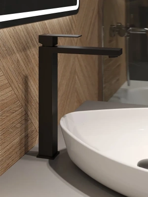 смеситель для накладной раковины alfi al03-12144 однорычажный цвет черный