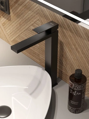 смеситель для накладной раковины alfi al03-12144 однорычажный цвет черный