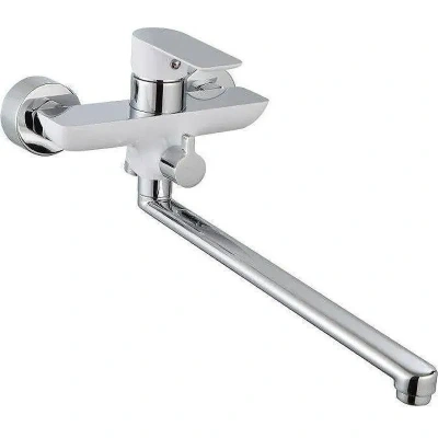 смеситель для ванны arctic af520-21сw однорычажный длинный излив цвет хром-белый