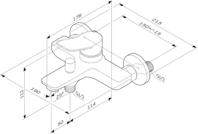 смеситель для ванны x-joy f85a10022 однорычажный короткий излив цвет черный