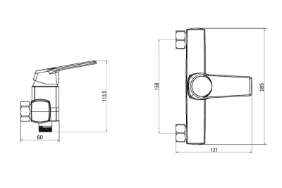 смеситель для душа onelife p02-200cr однорычажный полимерный цвет хром