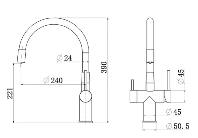 смеситель "longran" sprint logic lm2198, нерж. сталь/черный