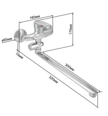смеситель для ванны 402.775 однорычажный длинный излив цвет хром