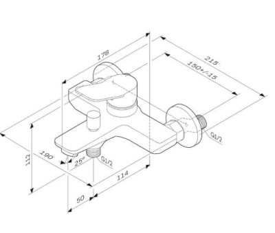 смеситель для ванны x-joy f85а10000 однорычажный короткий излив цвет хром