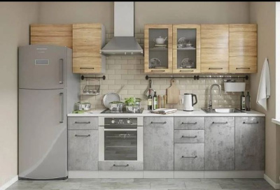 комплект кухонной мебели лофт бетон светлый/дуб цикорий со столешницей марсель