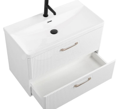 тумба подвесная due 80см 2 ящика цвет bianco lucido под раковину bb-8076-3-80