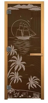 дверь стекло бронза матовая "лагуна" 190х70 (8мм, 3 петли 710) (осина) левая