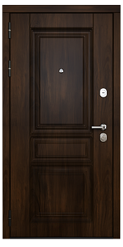 дверь мет. вандрафт 960 зк пр. классика з орех темн_гранд миррор шагрень бел. альфа хром глазок сбок шлегапь